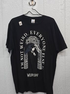 New Large Black 'Wednesday' Graphic Tee - Crew Neck Men’s Shirt